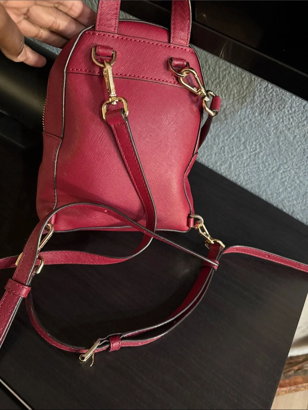 Michael Kors Burgundy Mini Backpack with Heart Patch